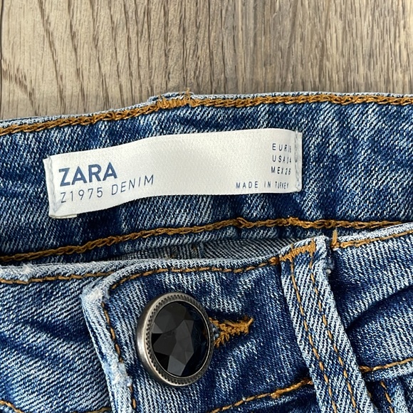 Zara Denim ankle jeans size 4 raw hem medium wash blue - Picture 4 of 15